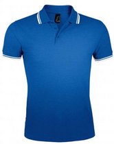 SOLS Heren Pasadena getipt korte mouw Pique Polo Shirt (Koninklijk/Wit)