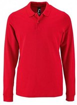 SOLS Heren Perfecte Lange Mouw Pique Polo Shirt (Rood)