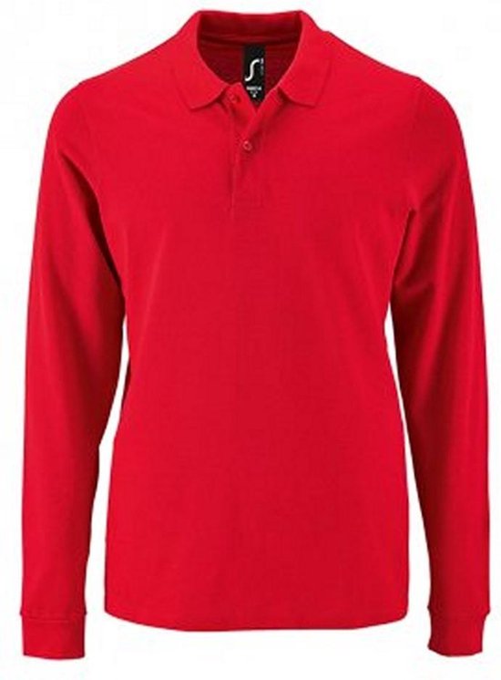 SOLS Heren Perfecte Lange Mouw Pique Polo Shirt (Rood)