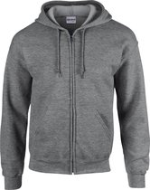 Gildan Zware Blend Unisex Adult Full Zip Hooded Sweatshirt Top (Grafiet Heide)