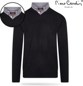 Pierre Cardin - Heren Trui - V-hals met overhemdkraag - Zwart