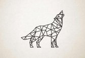 Line Art - Wolf 5 - S - 45x52cm - Zwart - geometrische wanddecoratie