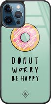 iPhone 12 Pro hoesje glass - Donut worry | Apple iPhone 12 Pro  case | Hardcase backcover zwart