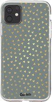 Casetastic Apple iPhone 11 Hoesje - Softcover Hoesje met Design - Golden Hearts Green Print
