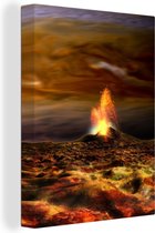 Une illustration d'une éruption volcanique au loin Toile 30x40 cm - petit - Tirage photo sur Toile (Décoration murale salon / chambre) / Phénomènes naturels Peintures sur toile
