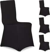 Relaxdays stoelhoezen 4 stuks - stoelhoes universeel - stoelhoezenset - meubelhoes stoel - purper