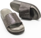 Strass dames slippers Bling strandglijbanen, maat: 38 (pistoolkleur)