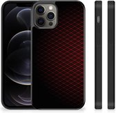 Backcase TPU Siliconen Hoesje Geschikt voor iPhone 12 Pro Max GSM Hoesje met Zwarte rand Geruit Rood