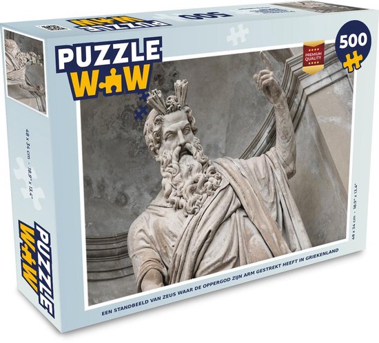 Puzzel 500 stukjes Zeus - Een standbeeld van Zeus waar de oppergod zijn arm  gestrekt... | bol.com
