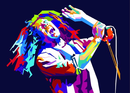 Poster Bob Marley - King of Reggae Jamaica - Rastafari - Pop Art Liggend - Large 50x70 cm