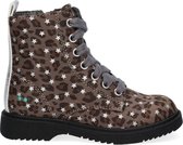 Bunnies JR 220941-784 Meisjes Biker Boots - Grijs/Print - Imitatieleer - Veters