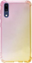 ADEL Siliconen Back Cover Softcase Hoesje Geschikt voor Huawei P20 - Kleurovergang Roze Geel