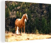 Haflinger cheval dans les montagnes toile 2cm 90x60 cm - Tirage photo sur toile peinture (Décoration murale salon / chambre) / animaux sauvages Peintures sur toile