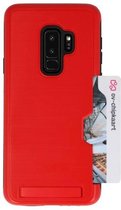 Wicked Narwal | Tough Armor Kaarthouder Stand Hoesje voor Samsung Galaxy S9 Plus Rood