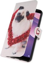 Wicked Narwal | Hondje bookstyle / book case/ wallet case Hoesje voor Huawei Y7 2018