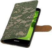 Wicked Narwal | Lace bookstyle / book case/ wallet case Hoes voor Huawei Nova 2 Plus Donker Groen