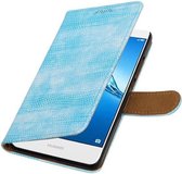 Wicked Narwal | Lizard bookstyle / book case/ wallet case Hoes voor Huawei Y7 / Y7 Prime Turquoise
