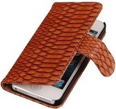 Wicked Narwal | Snake bookstyle / book case/ wallet case Hoes voor iPhone 4 Bruin