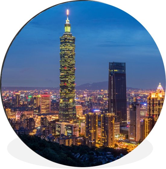 Toits de la ville de Taipei avec gratte-ciel asiatique à Taiwan cercle mural  aluminium... | bol.com