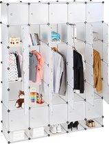 relaxdays XXL kledingkast - steekverbindingen - kunststofkast - garderobe - 25 vakken doorzichtig
