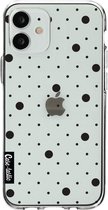 Casetastic Apple iPhone 12 Mini Hoesje - Softcover Hoesje met Design - Pin Points Polka Black Transparent Print