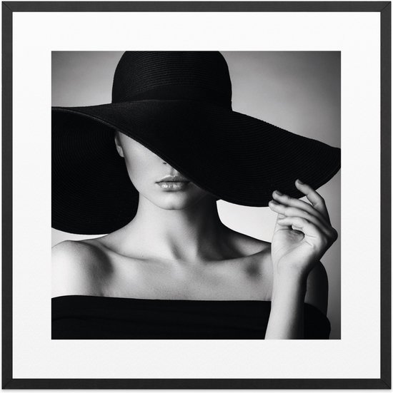 Chapeau noir Femme - Mode - Beauty - Peinture 53 x 53 cm | bol