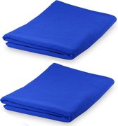 Set van 2x stuks blauwe yoga of fitness microvezel handdoeken 150 x 75 cm - ultra absorberend - super zacht