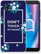 Telefoon Hoesje Alcatel 1B (2020) Leuk TPU Back Case Flowers Blue Don't Touch My Phone