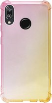 ADEL Siliconen Back Cover Softcase Hoesje Geschikt voor Huawei P20 Lite (2018) - Kleurovergang Roze Geel