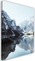 Schilderij Wonen in de bergen, 2 maten, blauw/grijs, Premium print