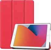 Hoes Geschikt voor iPad 10.2 2020 Hoes Book Case Hoesje Trifold Cover - Hoesje Geschikt voor iPad 8 Hoesje Bookcase - Rood