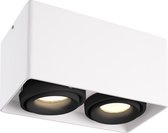 Dimbare LED opbouw plafondspot Esto Wit/Zwart 2 lichts kantelbaar 5W 2700K