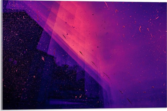 Acrylglas - Roze Verfspetters op Zwart Doek - 60x90cm Foto op Acrylglas (Met Ophangsysteem)
