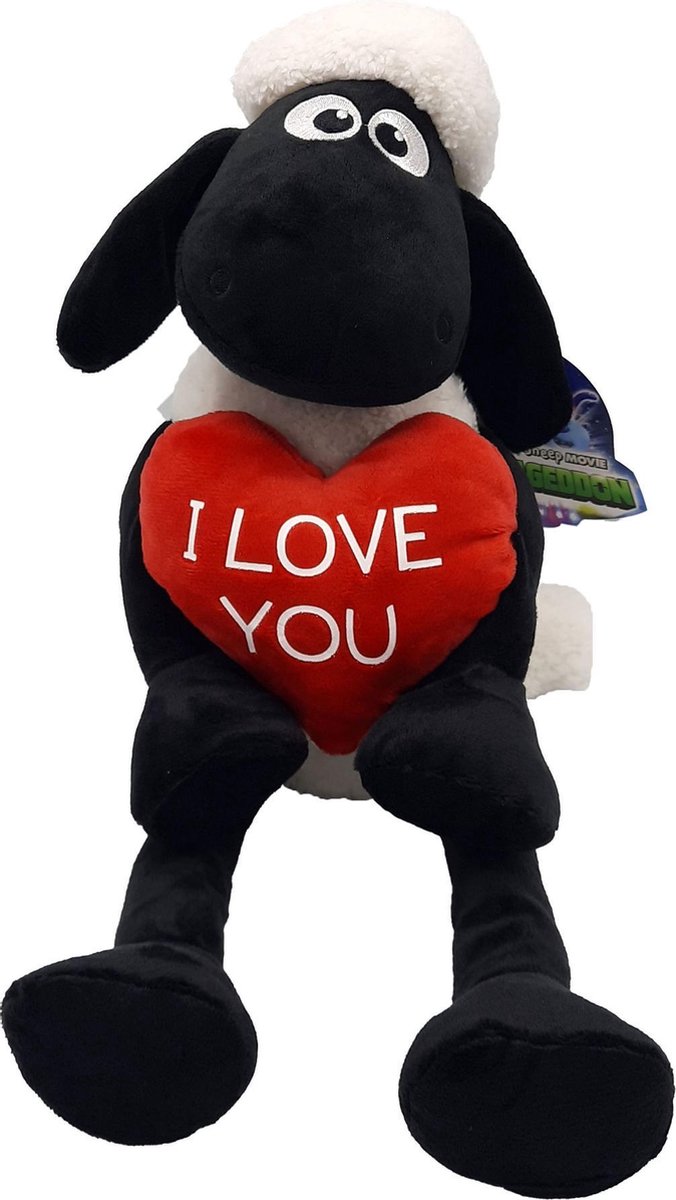 Shaun Het Schaap - Shaun The Sheep - I Love You Hart - Liefdes Knuffel - 45  cm | bol