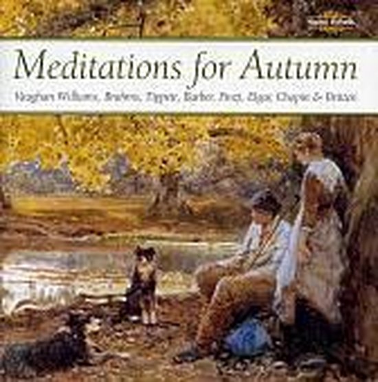Meditations for Autumn albumhoes met een schilderij van twee mensen die rusten met honden bij een herfstachtige rivieroever.