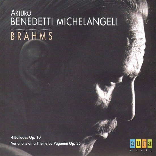 CD hoes met portret van Arturo Benedetti Michelangeli, titel "Brahms 4 Ballades Op. 10"