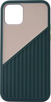 Shop4 - Geschikt voor iPhone 12 mini Hoesje - Back Case Half Transparant Donker Groen