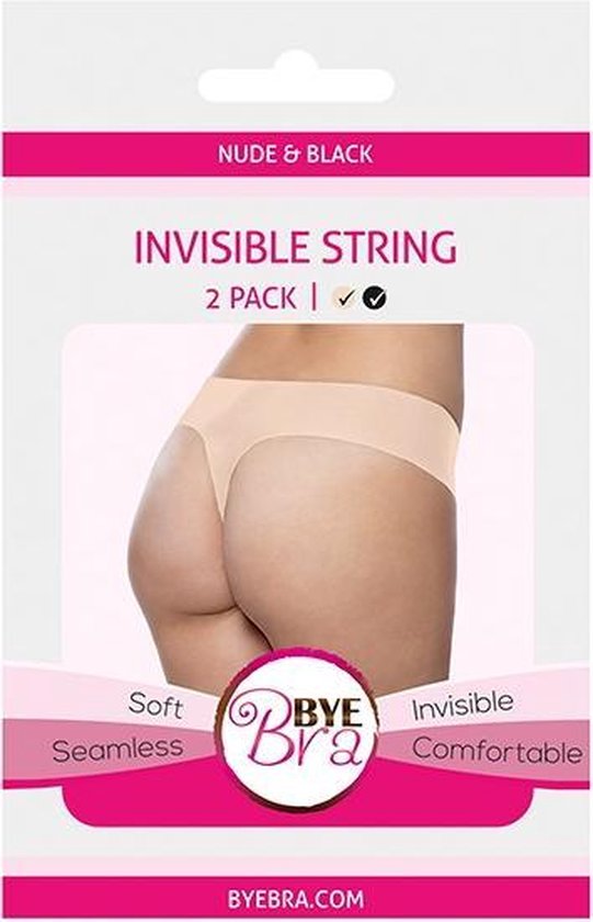 Bye Bra - Onzichtbare String (Lichte Huidskleur Zwart 2-Pack) M | bol.com