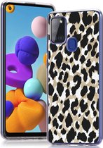 iMoshion Hoesje Siliconen Geschikt voor Samsung Galaxy A21s - iMoshion Design hoesje - Goud / Zwart / Golden Leopard