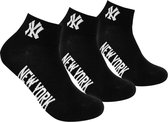 New York Yankees - 3-Pack Quarter Socks - Zwarte Sokken - 43 - 46 - Zwart