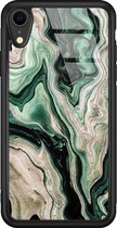 iPhone XR hoesje glass - Groen marmer / Marble | Apple iPhone XR  case | Hardcase backcover zwart