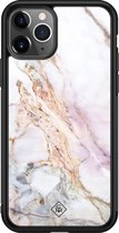 iPhone 11 Pro Max hoesje glass - Parelmoer marmer | Apple iPhone 11 Pro Max  case | Hardcase backcover zwart