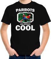 Dieren papegaaien t-shirt zwart kinderen - parrots are serious cool shirt  jongens/ meisjes - cadeau shirt papegaai/ papegaaien liefhebber XS (110-116)