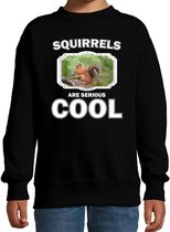 Dieren eekhoorntjes sweater zwart kinderen - squirrels are serious cool trui jongens/ meisjes - cadeau eekhoorntje/ eekhoorntjes liefhebber 3-4 jaar (98/104)