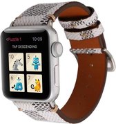 Leren grid band - wit - Geschikt voor Apple Watch