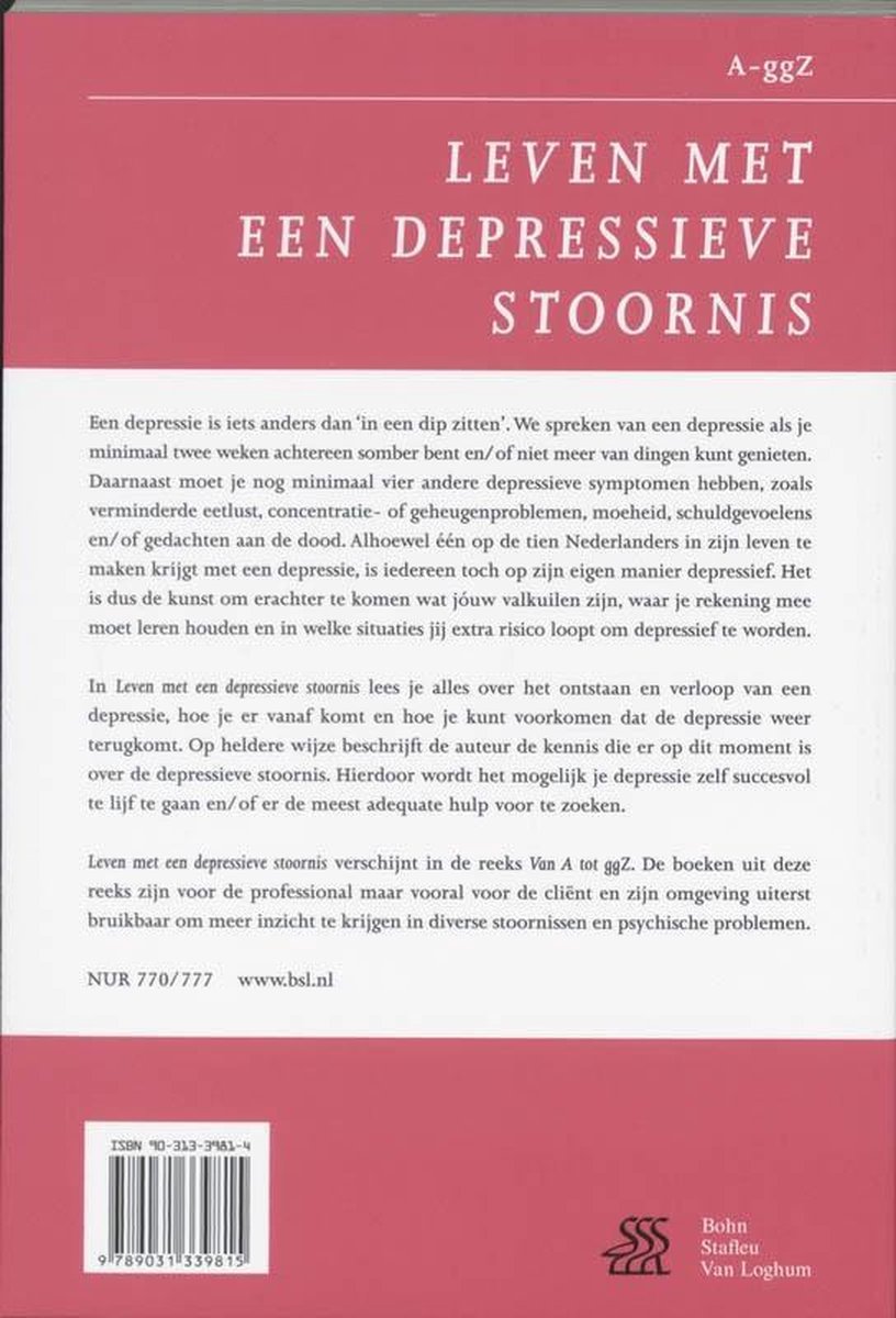 Van A tot ggZ 11 - Leven met een depressieve stoornis - back cover