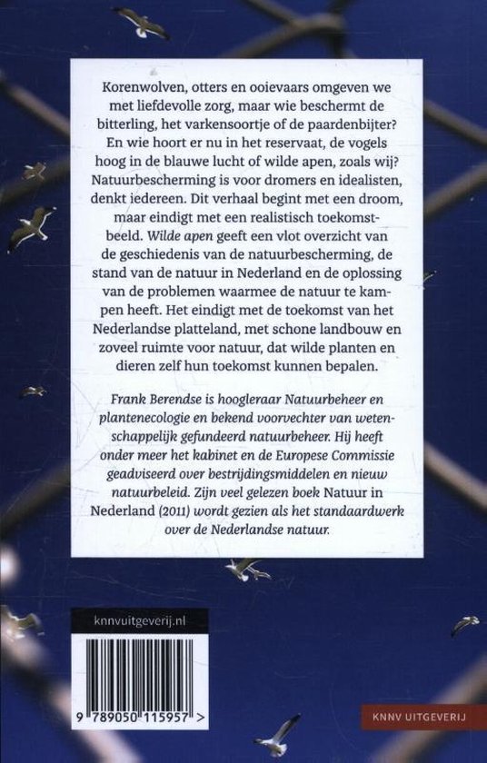 Achterkant van het boek "Wilde apen" met tekst en streepjescode.
