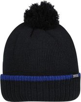 Davion III met Fleece gevoerde muts met pompom van Regatta voor Heren, Muts, Zwart vorstelijk Blauw