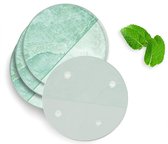 4 Luxe Glazen Onderzetters - Design Green Marble - Rond