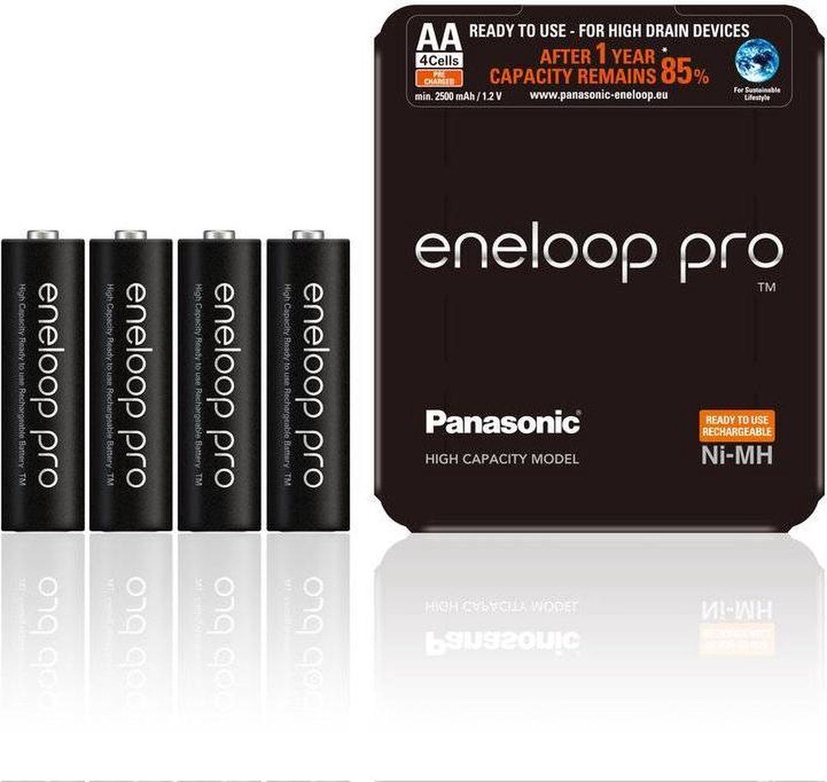 Panasonic eneloop PRO Sliding AA R6 2550mAh 1.2V Oplaadbare Batterij - 4 Stuks